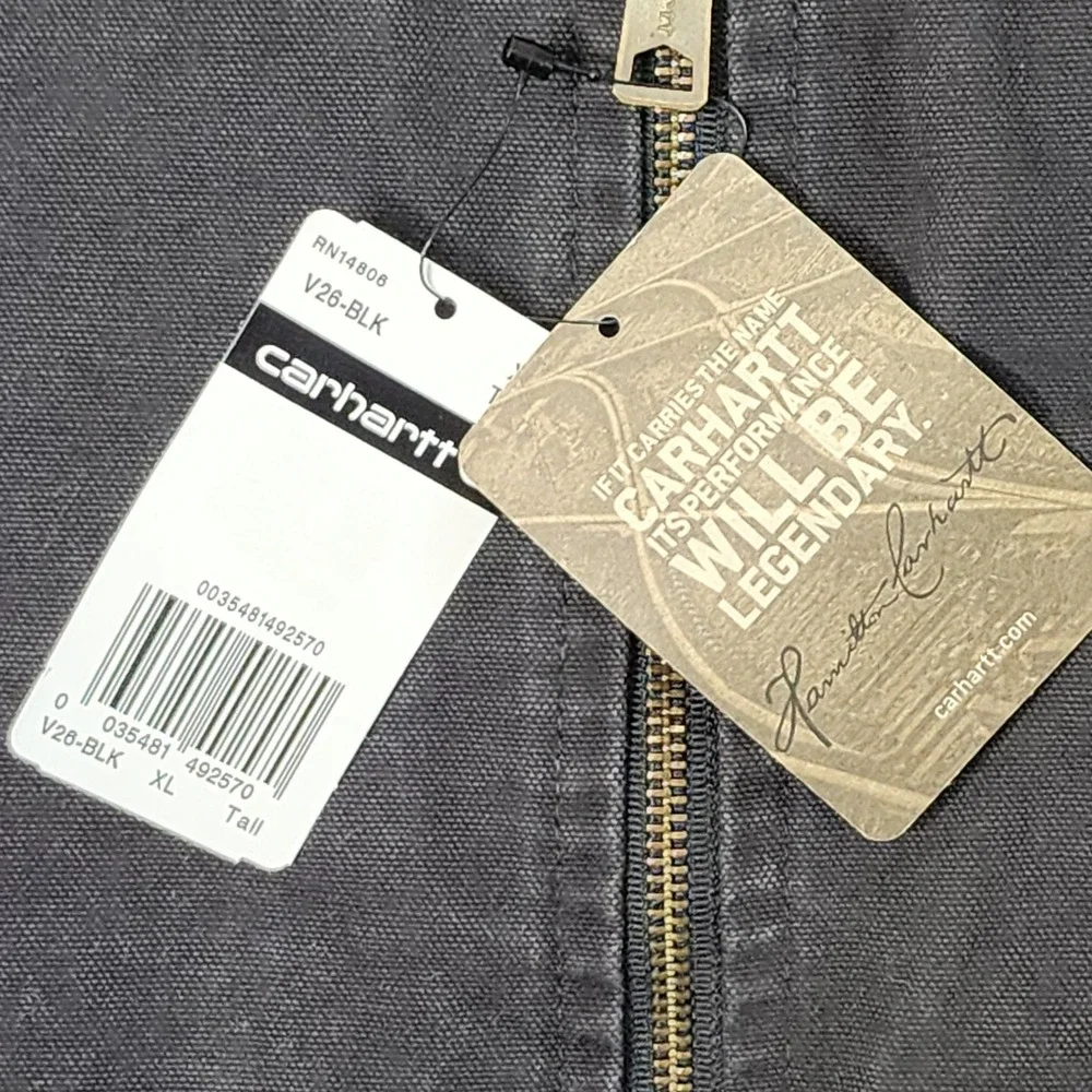 Carhartt Vest Mens XL Tall Black Sandstone Sherpa Lined V26-BLK Workwear Canvas